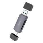 Αναγνώστης Καρτών USB 3.0 / USB-C Hoco HB45, 1 x SD – 1 x microSD, Γκρι