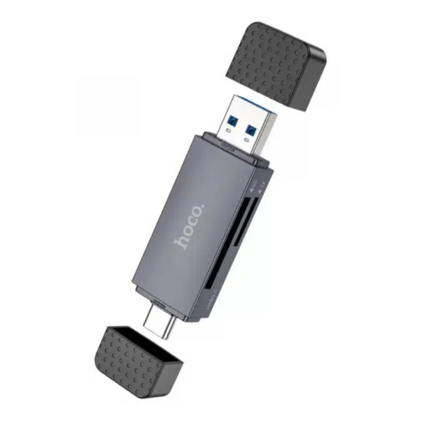 Αναγνώστης Καρτών USB 3.0 / USB-C Hoco HB45, 1 x SD – 1 x microSD, Γκρι
