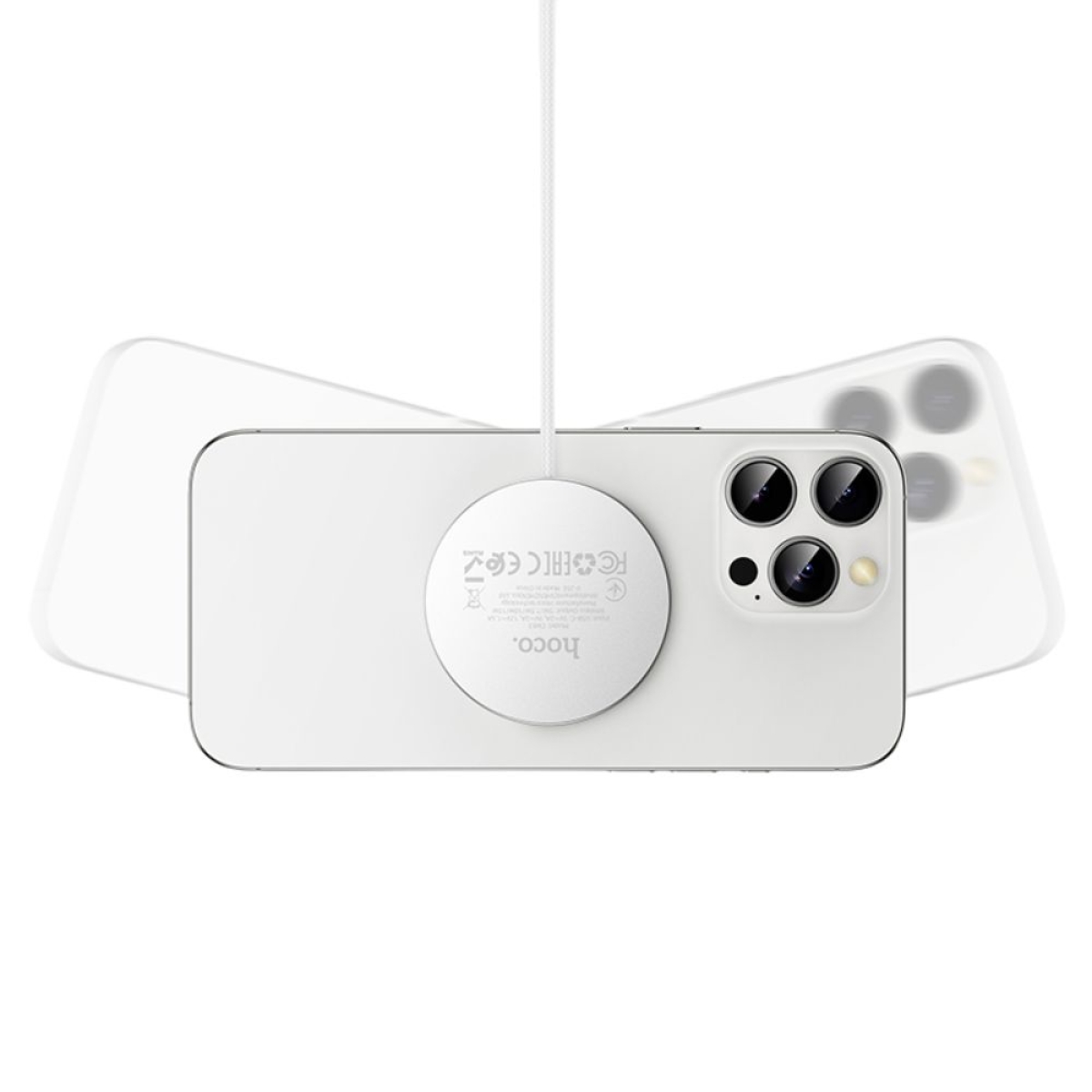 Ασύρματος Φορτιστής MagSafe Qi2 15W Hoco CW63 με Καλώδιο – Λευκό