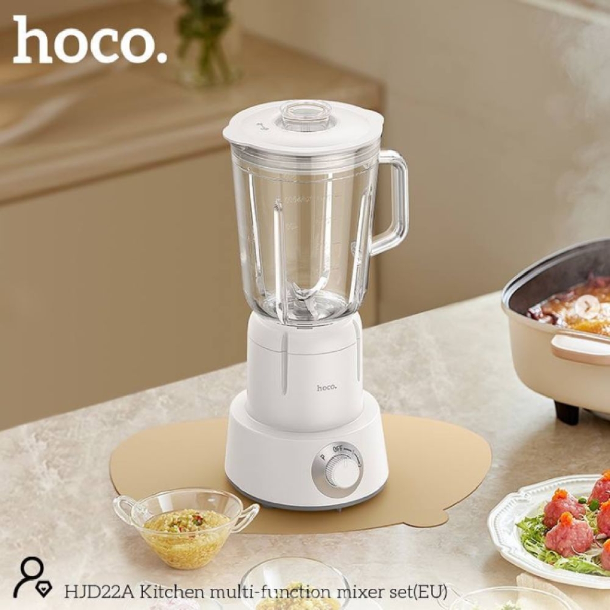 Μπλέντερ με Γυάλινη Κανάτα 1lt 250W Λευκό Hoco HJD22A