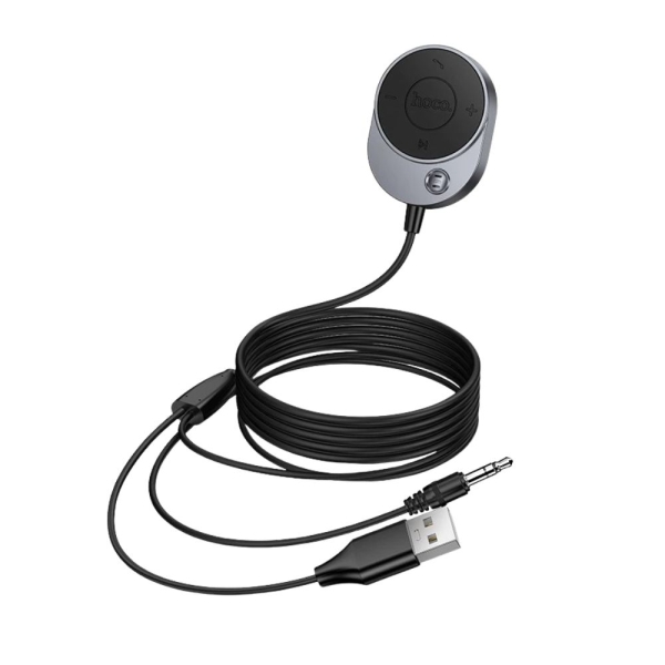 Bluetooth Receiver Hoco E150 με Καλώδιο AUX 3.5mm για Αυτοκίνητο – Γκρι