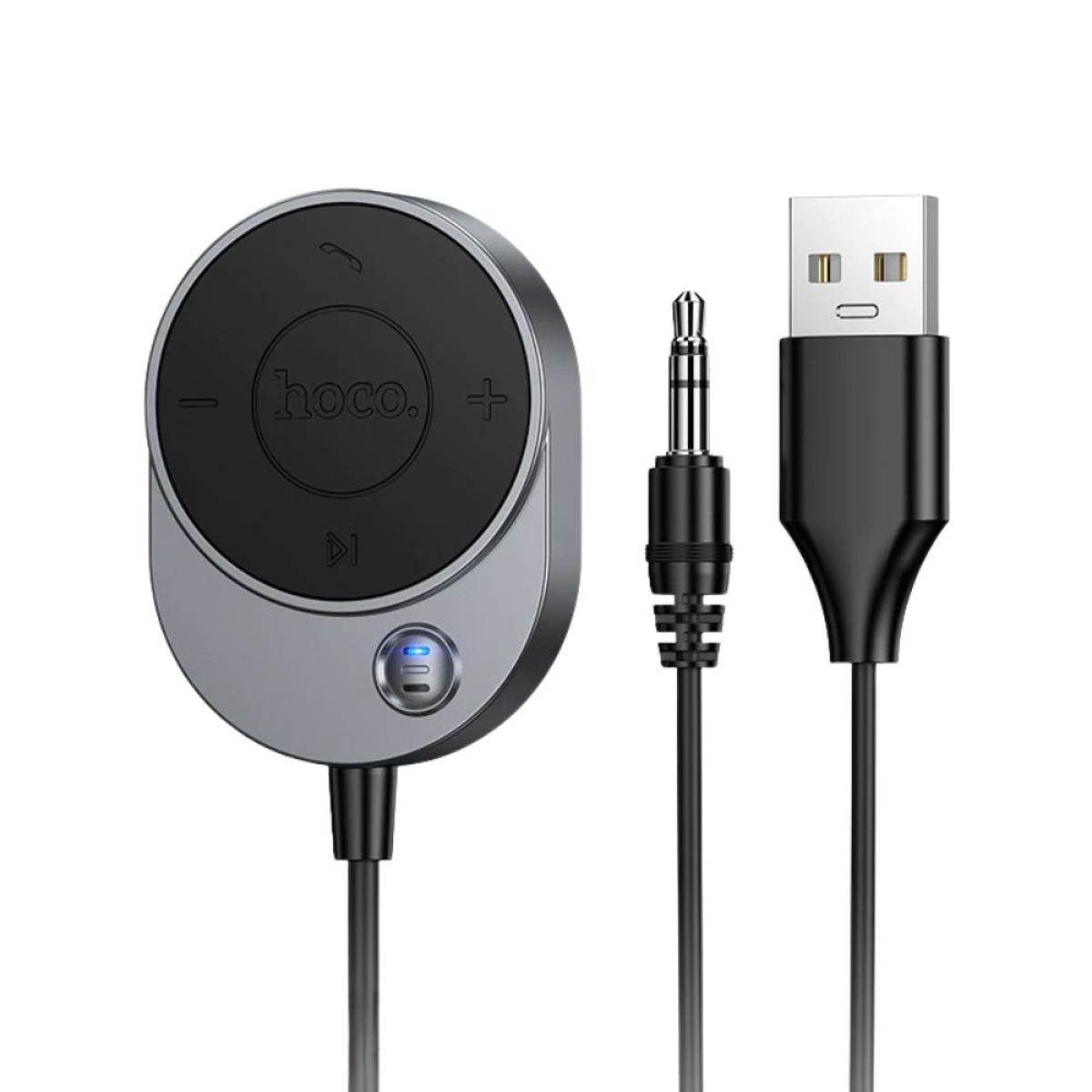 Bluetooth Receiver Hoco E150 με Καλώδιο AUX 3.5mm για Αυτοκίνητο – Γκρι