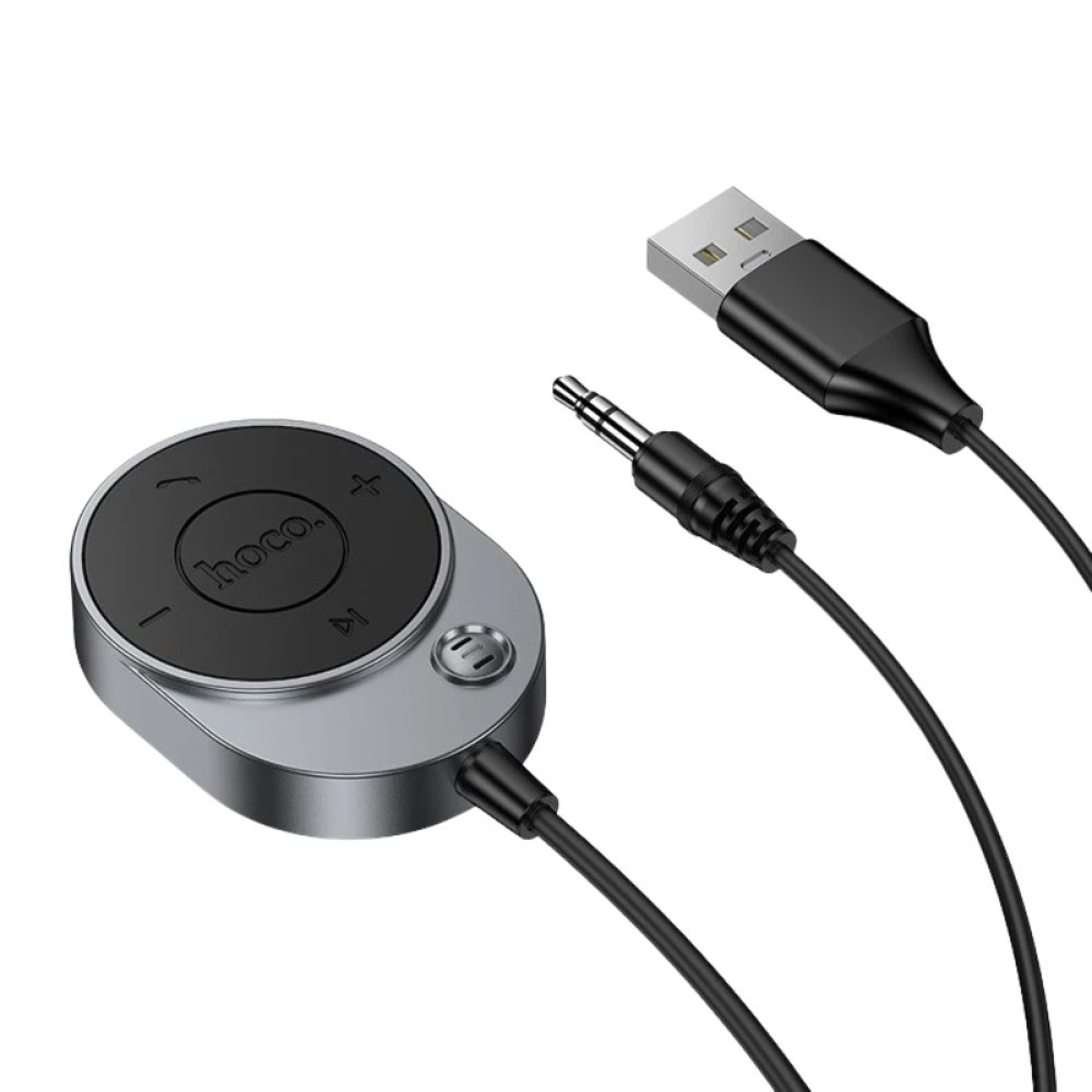 Bluetooth Receiver Hoco E150 με Καλώδιο AUX 3.5mm για Αυτοκίνητο – Γκρι