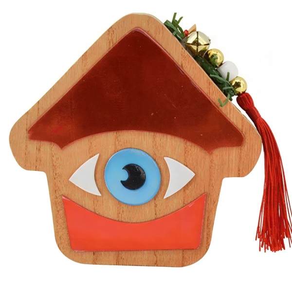 Χριστουγεννιάτικο Διακοσμητικό Ξύλινο Σπιτάκι Με Μάτι – 86715