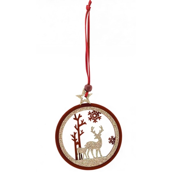 Χριστουγεννιάτικο Κρεμαστό Διακοσμητικό Με Τάρανδο Και Δέντρο 86736