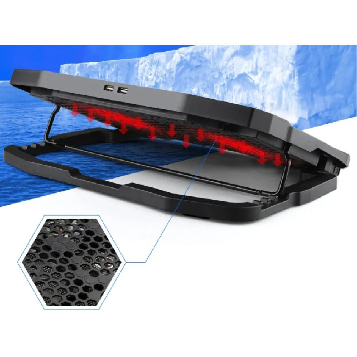 Cooling Pad για Laptop έως 15″ με 4 Ανεμιστήρες Μαύρο Arrango AC60907