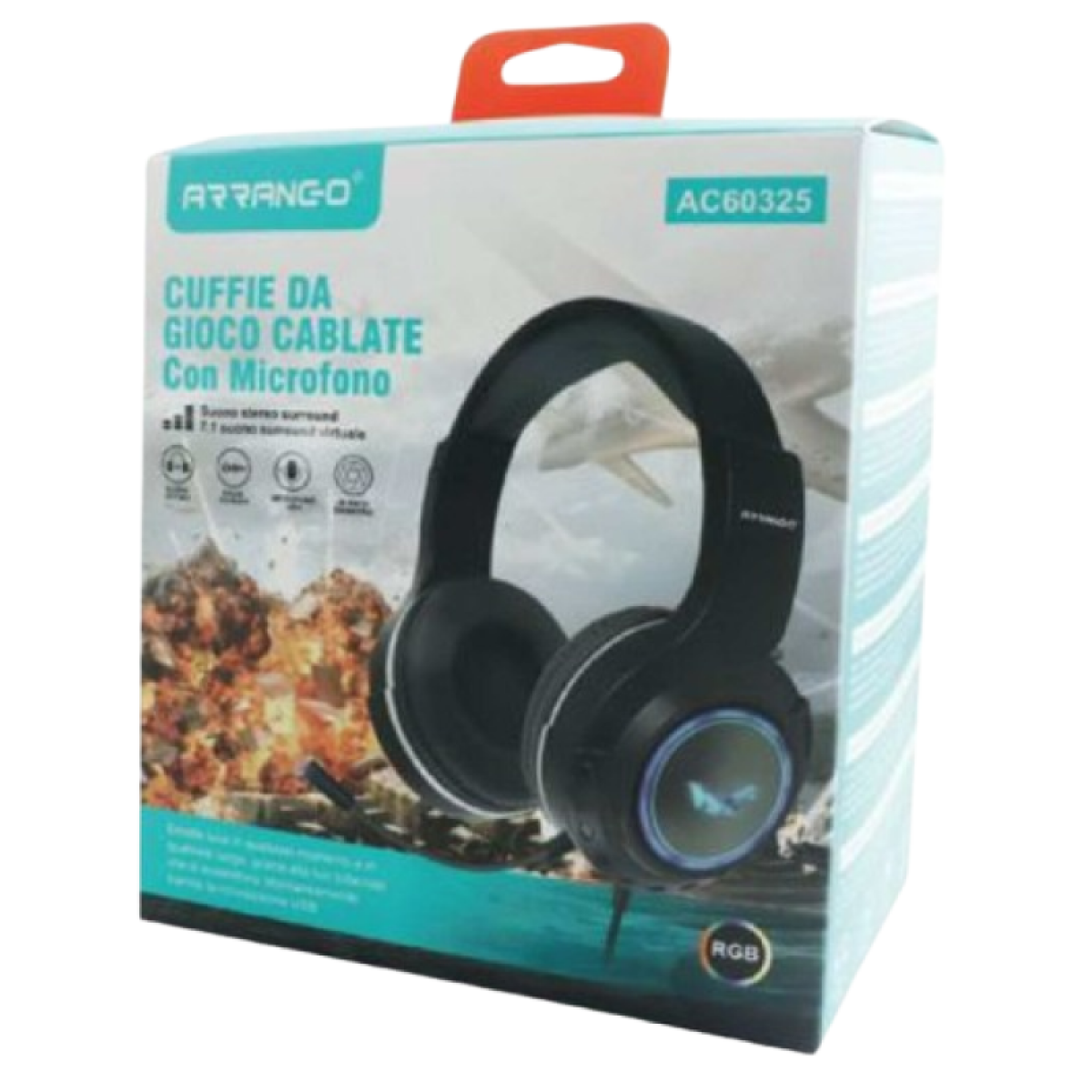 Ενσύρματα Gaming Ακουστικά Με Μικρόφωνο Και RGB Φωτισμό Arrango AC60325