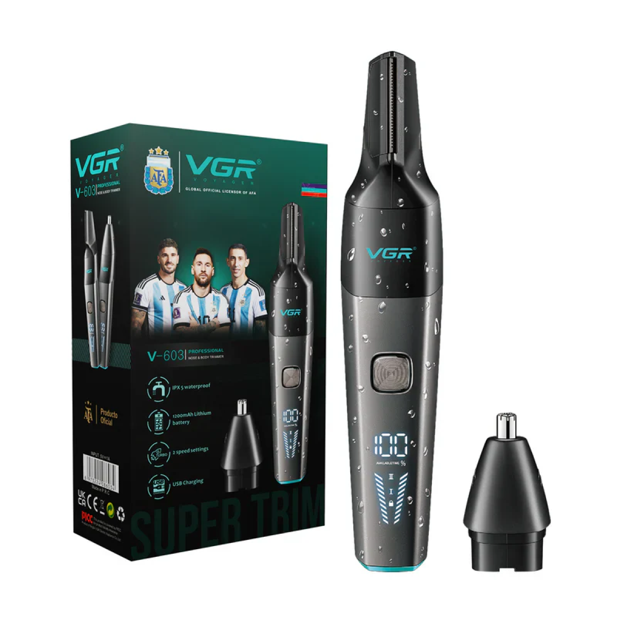 Επαναφορτιζόμενη Μηχανή Trimmer με Οθόνη 1200mAh VGR V-603 Μαύρο - Image 2