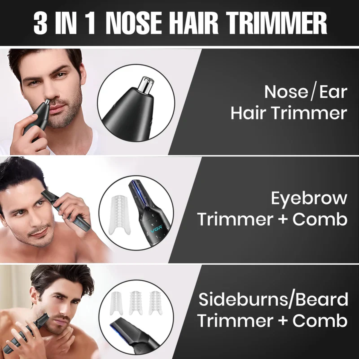 Επαναφορτιζόμενη Μηχανή Trimmer με Οθόνη 1200mAh VGR V-603 Μαύρο - Image 4