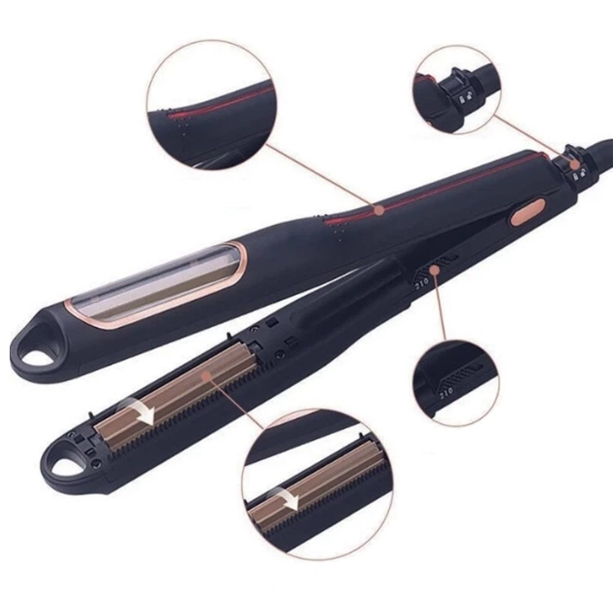 Επαγγελματική Συσκευή Μαλλιών για Κυματιστά Μαλλιά με Κεραμικές Πλάκες 220˚C - Μαύρο - Image 4