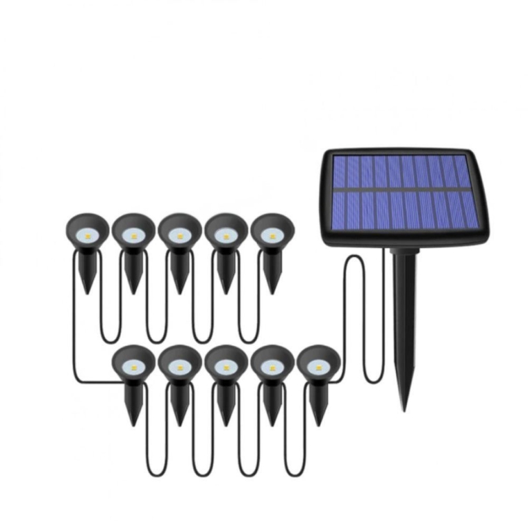 Επιδαπέδια Διακοσμητικά Ηλιακά Λαμπιόνια LED Αδιάβροχα με Βάση για Χώμα Μαύρα 10τμχ