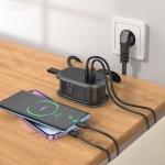 Επιτραπέζιος Φορτιστής με Type-C + 2 Θύρες USB και 1 Πρίζα – Καλώδιο 1.1 m 4000W Hoco NS6 Μαύρο - Image 6