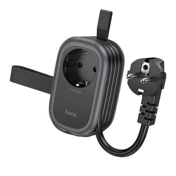 Επιτραπέζιος Φορτιστής με Type-C + 2 Θύρες USB και 1 Πρίζα – Καλώδιο 1.1 m 4000W Hoco NS6 Μαύρο