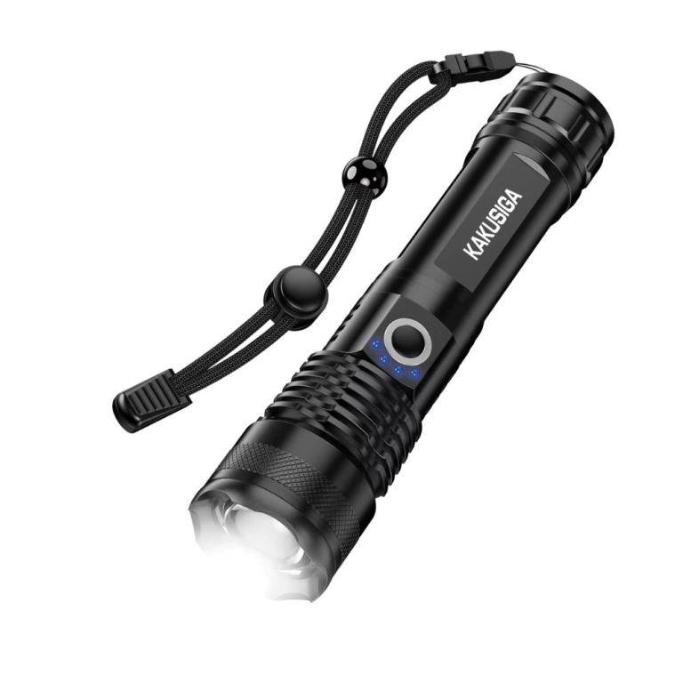Φακός LED Kakusiga KSC-1558 με Zoom 500m & 5 Λειτουργίες Φωτισμού, Επαναφορτιζόμενος 1200mAh – Μαύρο