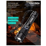 Φακός LED Kakusiga KSC-1558 με Zoom 500m & 5 Λειτουργίες Φωτισμού, Επαναφορτιζόμενος 1200mAh – Μαύρο