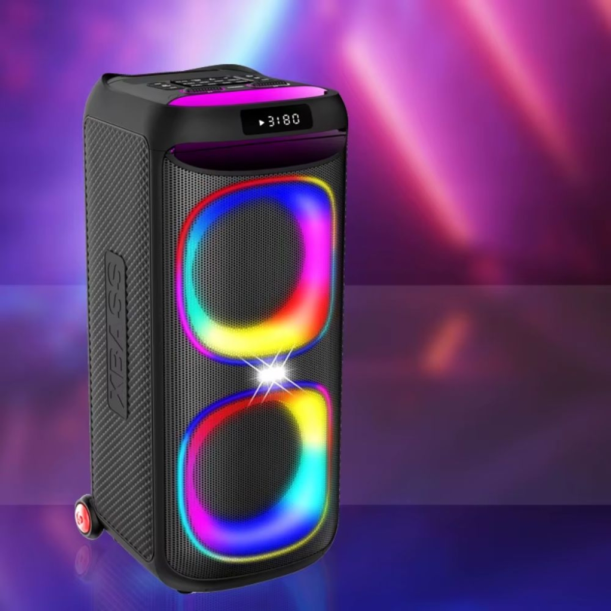 Φορητό Ηχείο Bluetooth 2x8'' 60W RGB με Ασύρματο Μικρόφωνο & Τηλεχειριστήριο KK-8212