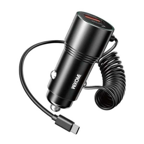 Φορτιστής Αυτοκινήτου 66W με Θύρα Type-C/USB και Καλώδιο Type-C Wekome WP-C51 Μαύρο