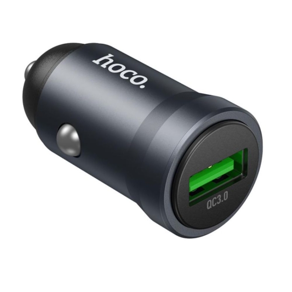 Φορτιστής Αυτοκινήτου USB-A 18W (QC3.0) Hoco Z62, χωρίς Καλώδιο – Γκρι