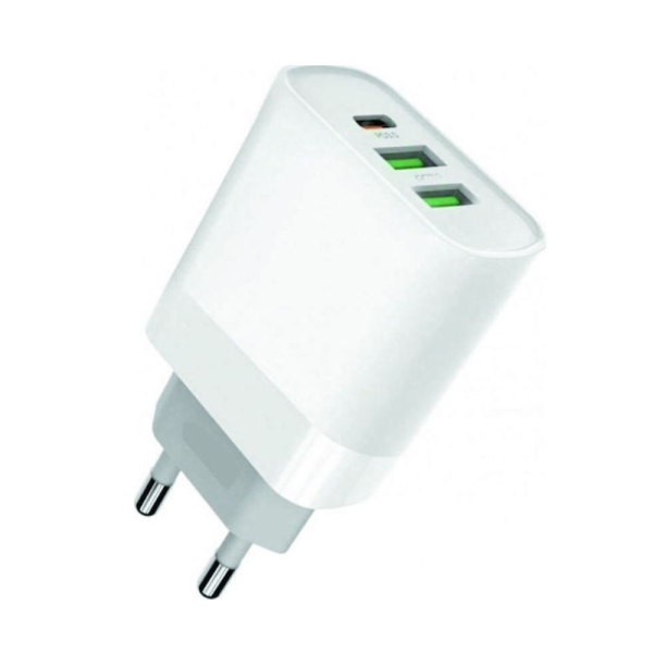 Φορτιστής Κινητού Treqa Χωρίς Καλώδιο με 2 Θύρες USB-A & Θύρα USB-C 120W Λευκός CH-652