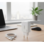 Φορτιστής με 2 Θύρες Type-C & 1 USB 65W και Καλώδιο USB to Lightning Andowl Q-CD55 Λευκό - Image 2