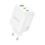 Φορτιστής PD65W με 2 Θύρες Type-C & 1 USB-A, EU Plug Λευκό – Borofone BN32