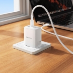 Φορτιστής PD65W με 2 Θύρες Type-C & 1 USB-A, EU Plug Λευκό – Borofone BN32
