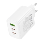 Φορτιστής PD65W με 2 Θύρες Type-C & 1 USB-A, EU Plug Λευκό – Borofone BN32