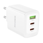 Φορτιστής PD65W με 2 Θύρες Type-C & 1 USB-A, EU Plug Λευκό – Borofone BN32