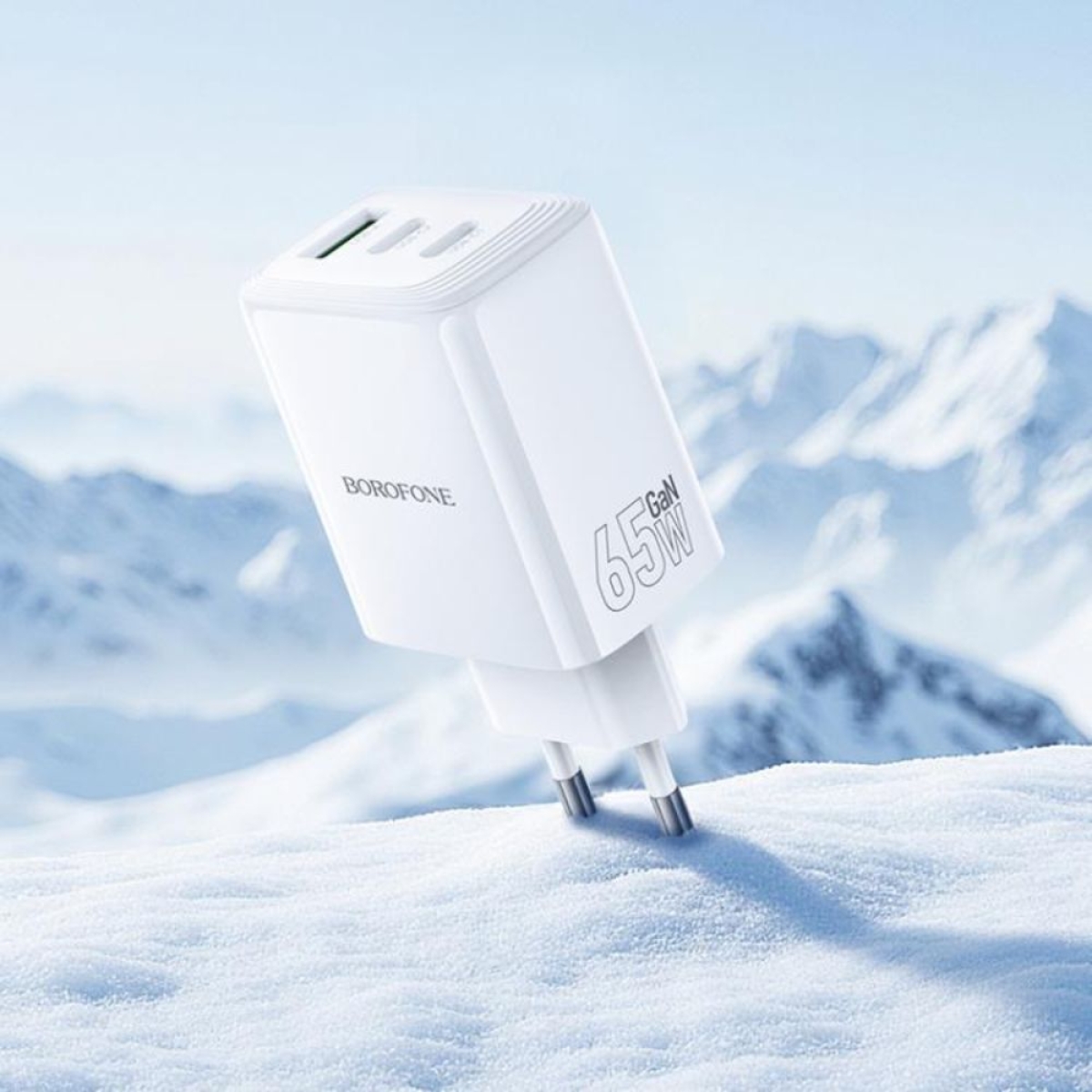 Φορτιστής PD65W με 2 Θύρες Type-C & 1 USB-A, EU Plug Λευκό – Borofone BN32