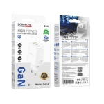 Φορτιστής PD65W με 2 Θύρες Type-C & 1 USB-A, EU Plug Λευκό – Borofone BN32