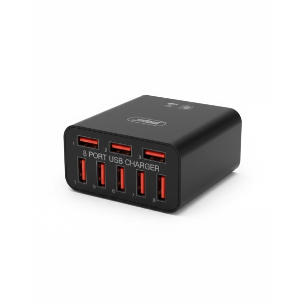 Φορτιστής Πρίζας με 8 Θύρες USB 48W Andowl X82 Μαύρο