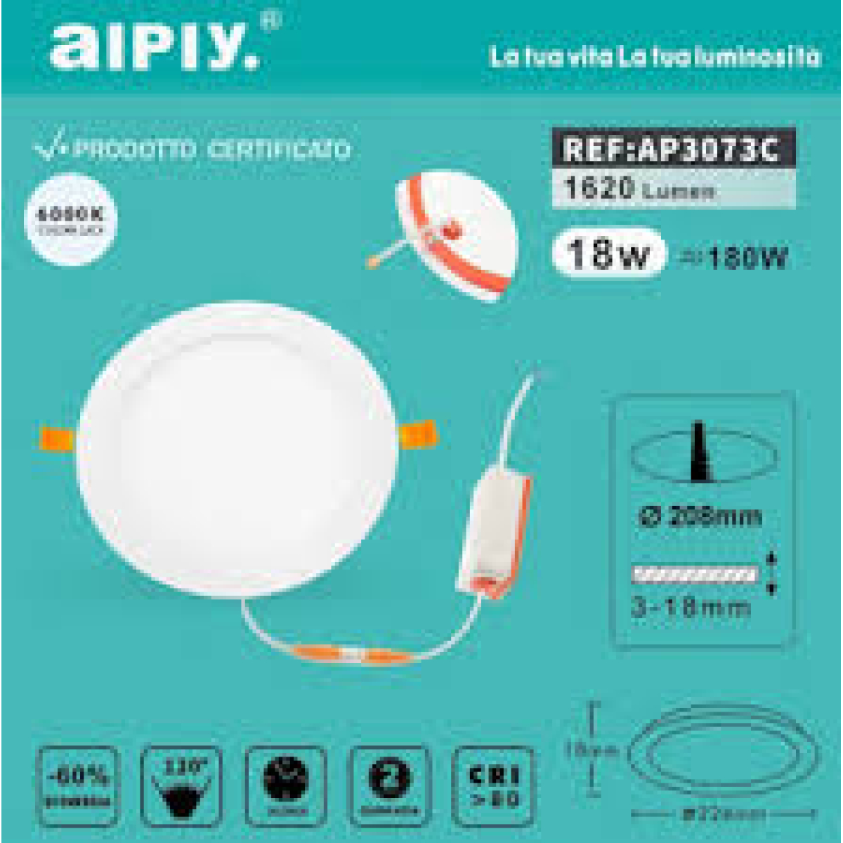 Φωτιστικό Πάνελ Οροφής LED 18W 6000K Λευκό Aipiy AP3073C