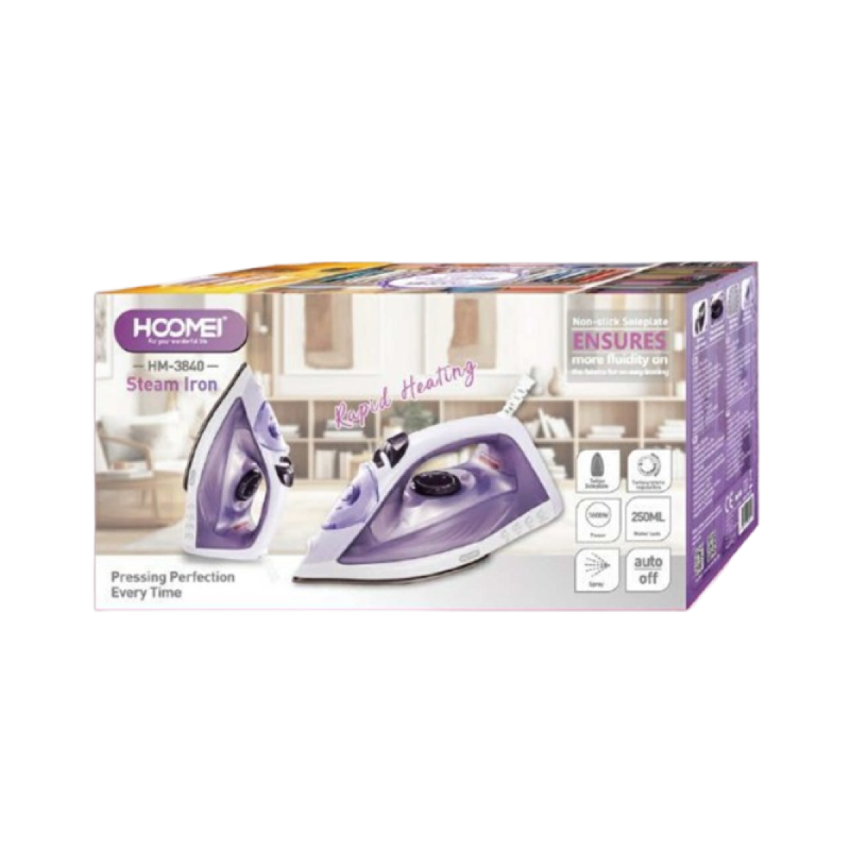 Hλεκτρικό Σίδερο Ατμού 1600W Με Δοχείο Νερού 250ml Hoomei HM-3840