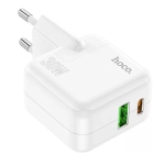 Hoco Φορτιστής Χωρίς Καλώδιο με Θύρα USB-A και Θύρα USB-C 30W Power Delivery / Quick Charge 3.0, Λευκός – C111A