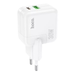 Hoco Φορτιστής Χωρίς Καλώδιο με Θύρα USB-A και Θύρα USB-C 30W Power Delivery / Quick Charge 3.0, Λευκός – C111A