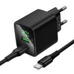 Hoco Φορτιστής με Θύρες USB-Α, USB-C & Καλώδιο Type-C 20W Μαύρος CS83A