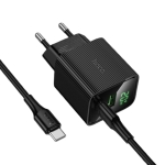 Hoco Φορτιστής με Θύρες USB-Α, USB-C & Καλώδιο Type-C 20W Μαύρος CS83A