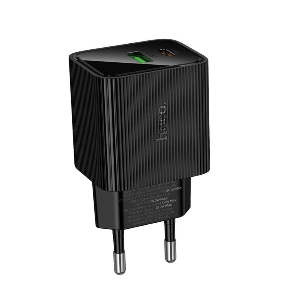 Hoco Φορτιστής με Θύρες USB-C, USB-A Χωρίς Καλώδιο 30W Μαύρος CS84A