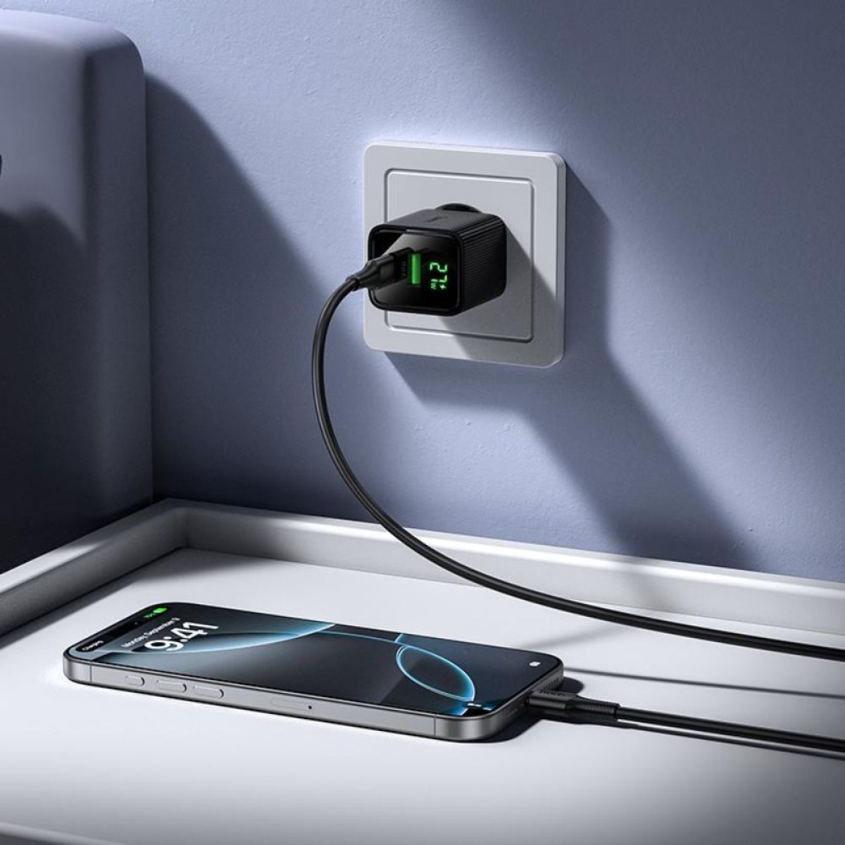 Hoco Φορτιστής με Θύρες USB-C, USB-A Χωρίς Καλώδιο 30W Μαύρος CS84A