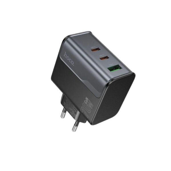 Hoco Φορτιστής με Θύρες USB-C, USB-A Χωρίς Καλώδιο 70W Μαύρος CS75A