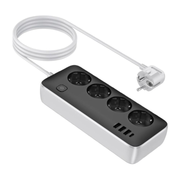 Hoco Πολύπριζο Ασφαλείας 4 Θέσεων με 3 USB-A, 1 USB-C και Διακόπτη AC21