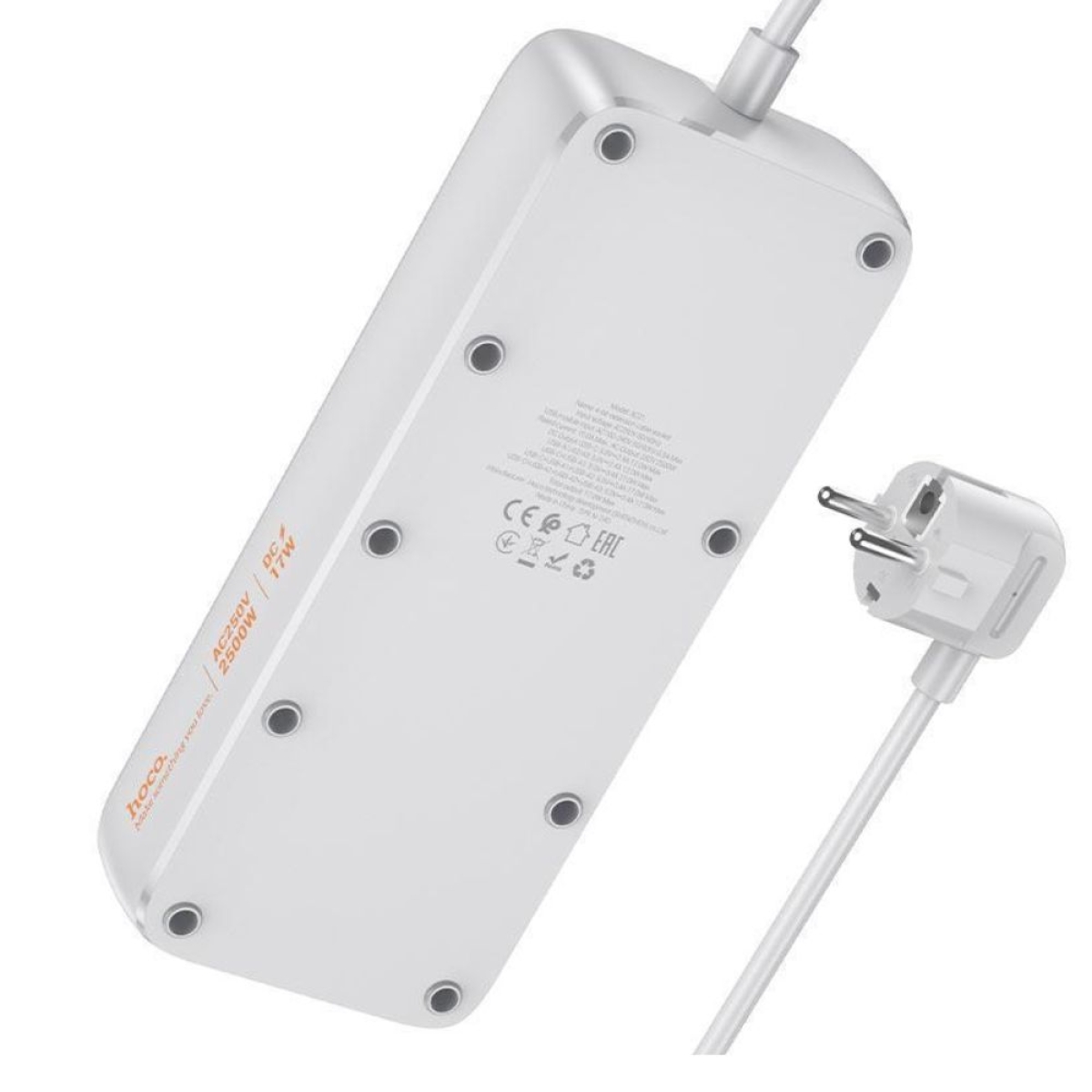 Hoco Πολύπριζο Ασφαλείας 4 Θέσεων με 3 USB-A, 1 USB-C και Διακόπτη AC21