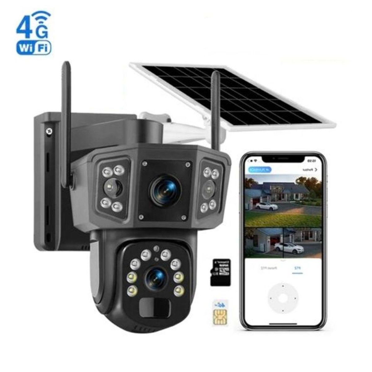 Ηλιακή 4G Κάμερα Ασφαλείας IPC-V380-P3 με Διπλό Φακό 4MP & Περιστροφή 355°