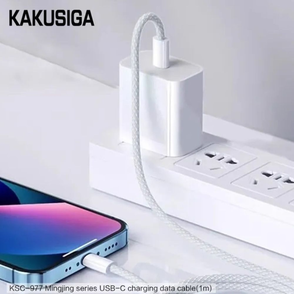 Καλώδιο Γρήγορης Φόρτισης Type-C Kakusiga KSC-977, 60W PD 1m, λευκό