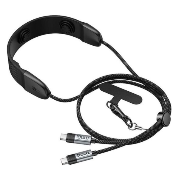 Καλώδιο Κινητού 3 σε 1 USB-C σε USB-C 100W Ταχείας Φόρτισης 1.4m με Λουράκι Λαιμού & Λειτουργία Μασάζ Hoco U145