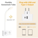 LED Φωτιστικό Τοίχου Aigostar με Πρίζα, USB-A & Type-C, 400lm – 3000K/4000K/6000K