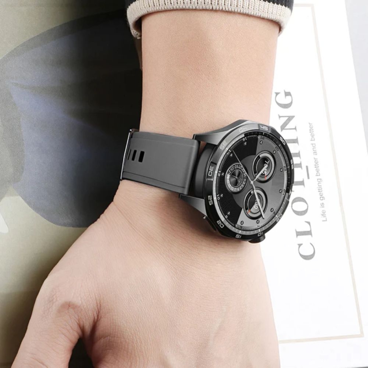 Λουράκι Σιλικόνης Μαύρο Universal 20-22mm