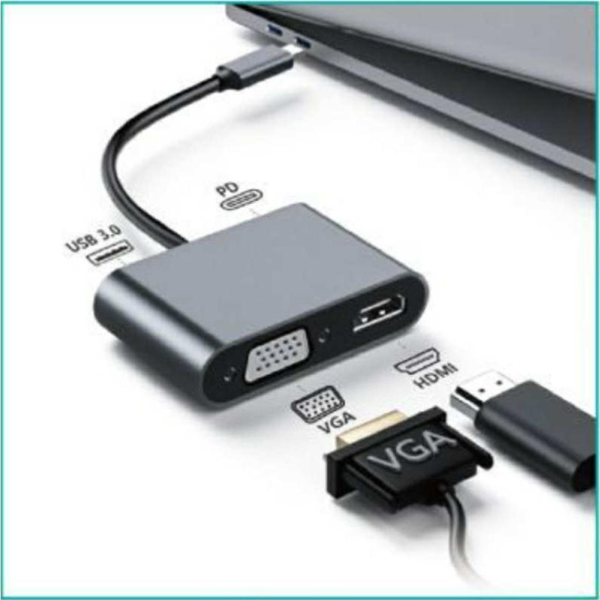 Μετατροπέας HDMI / VGA female σε USB-C male Γκρι Arrango AC49288 - Image 3