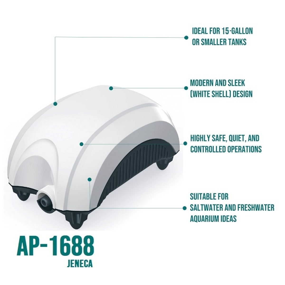 Μονή Αεραντλία Ενυδρείου 1.5W AP-1688
