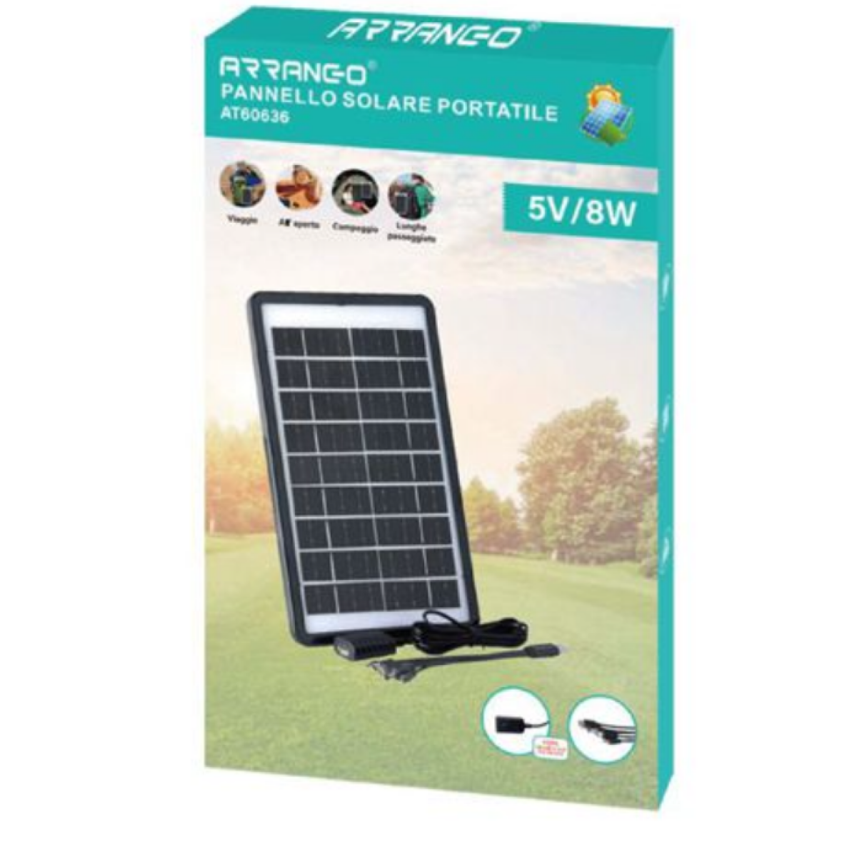 Μονοκρυσταλλικό Φωτοβολταϊκό Πάνελ 8W5V 19.5×31.6×1.5cm Arrango AT60636